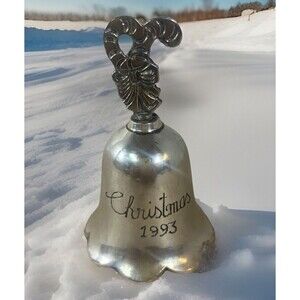 Candy Cane Bell Christmas 1993 Vtg Silverplated International Silver Co Holiday